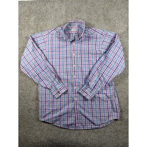 IZOD Men Shirt 16.5 34/35 Regular Fit Plaid Long Sleeve Wrinkle Free Quick Dry